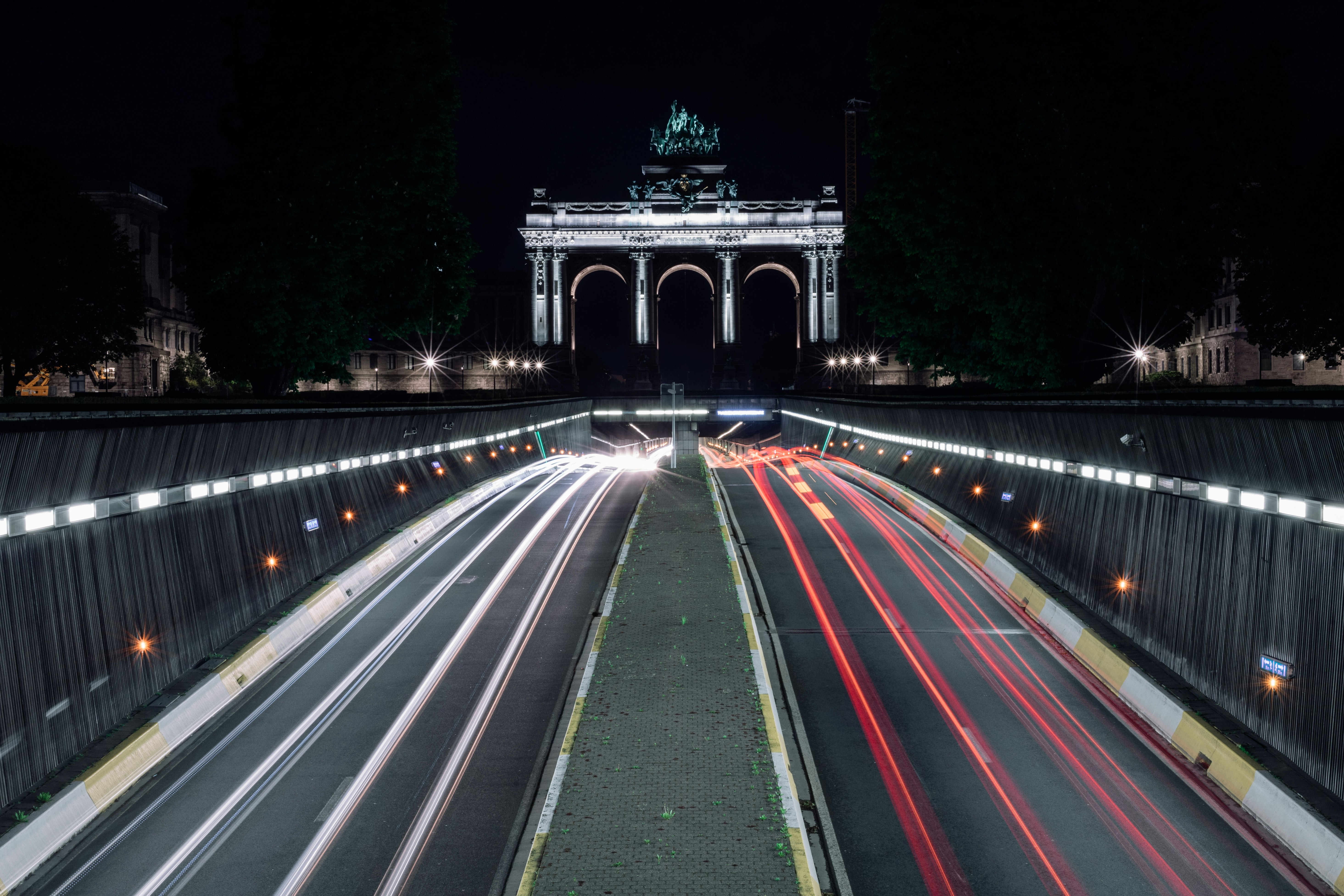 cars on road during night time